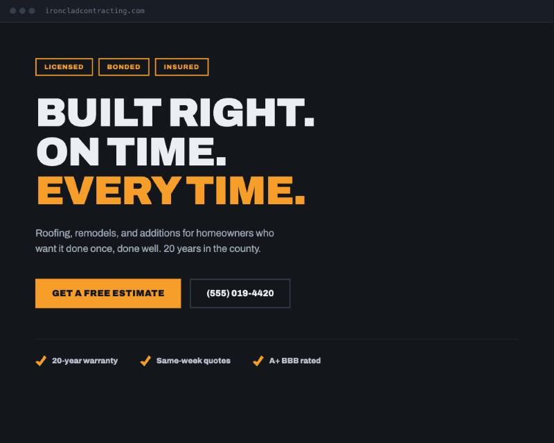 Example of a modern, trust-focused business website we could build for you